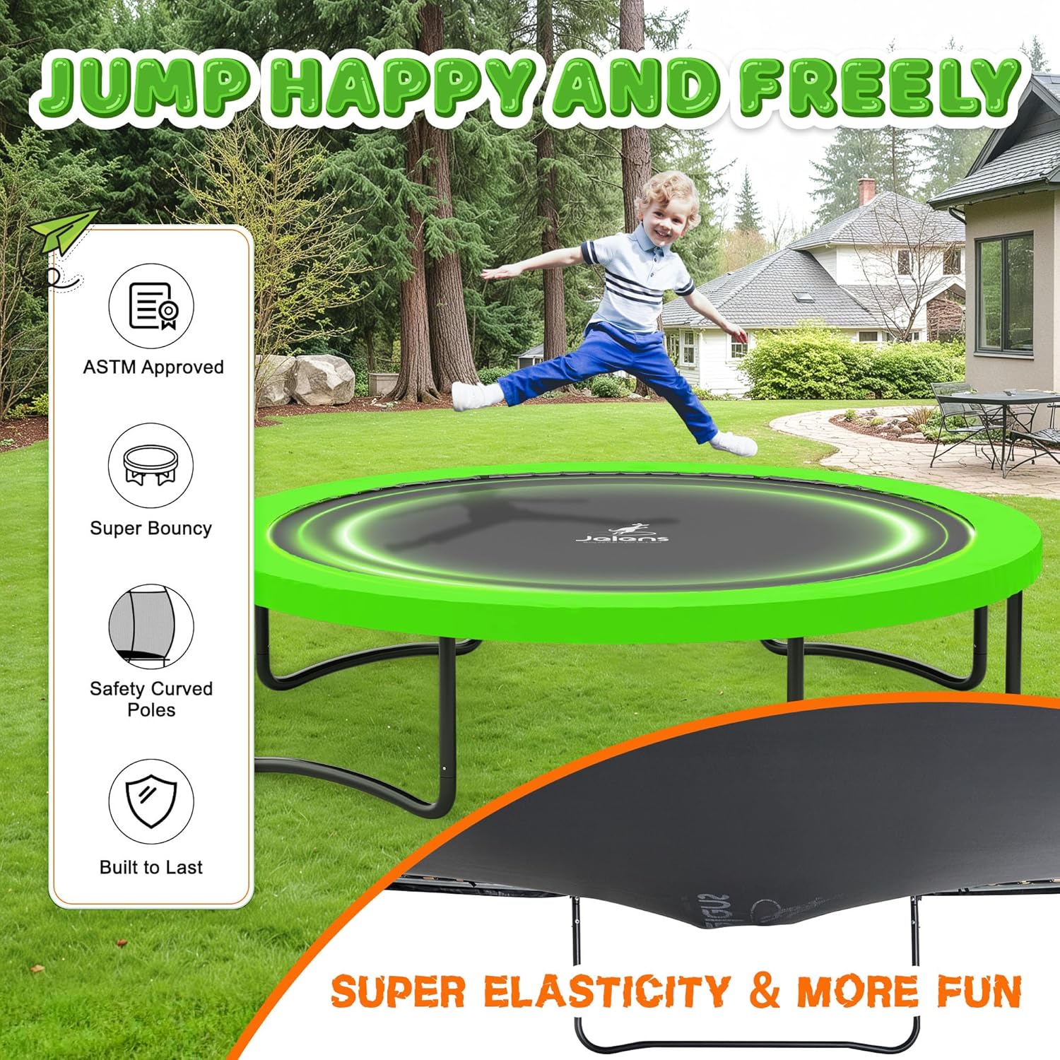Trampoline Trampoline de loisirs avec filet de clôture et échelle, trampoline d'extérieur antirouille pour enfants et adultes