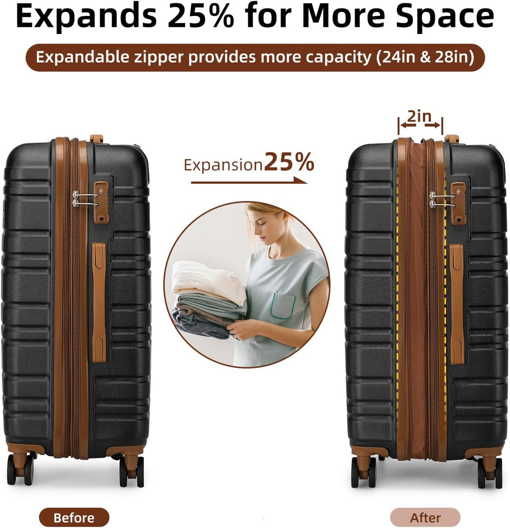 Ensemble de bagages 6 pièces, ensemble de valises rigides extensibles avec roulettes pivotantes, ensemble de bagages à roulettes légers