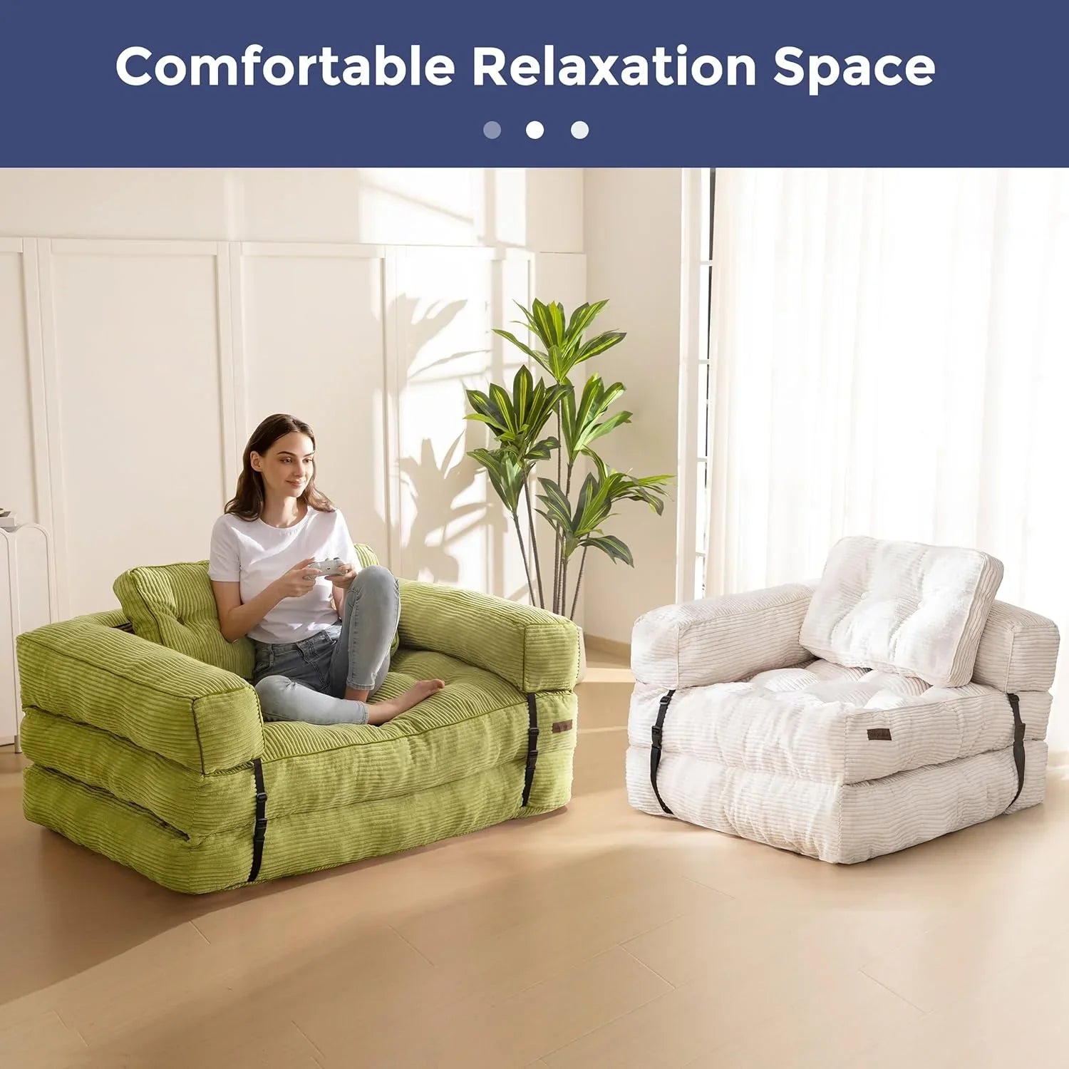 Canapé-lit pliant, canapé-lit convertible en L avec accoudoirs et oreillers