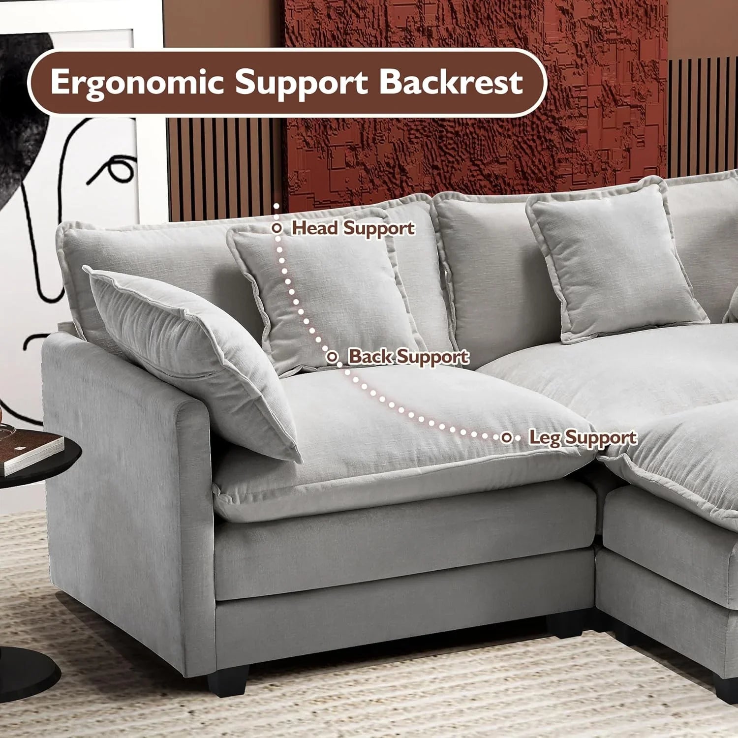 Canapé modulaire moderne en forme de U de 146 pouces d'ihanherry