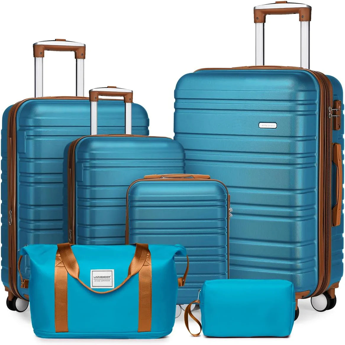 Ensemble de bagages 6 pièces, ensemble de valises rigides extensibles avec roulettes pivotantes, ensemble de bagages à roulettes légers