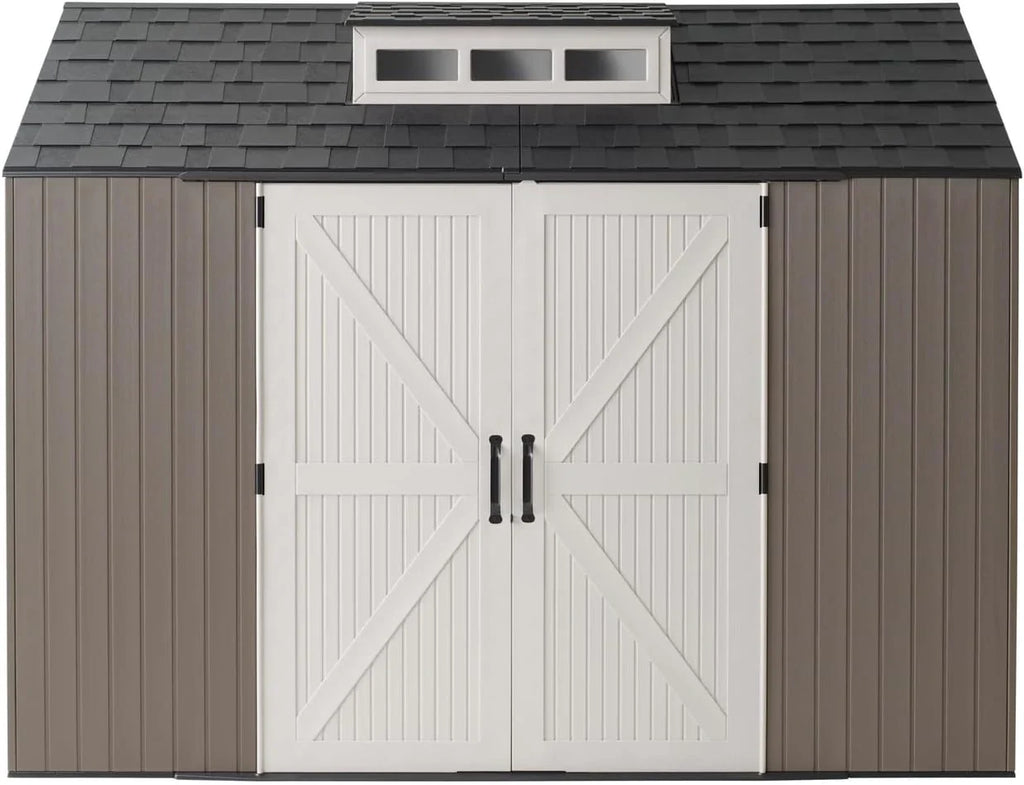 Abri de jardin extérieur en résine Rubbermaid avec plancher, 7 x 7 pi, résistant aux intempéries