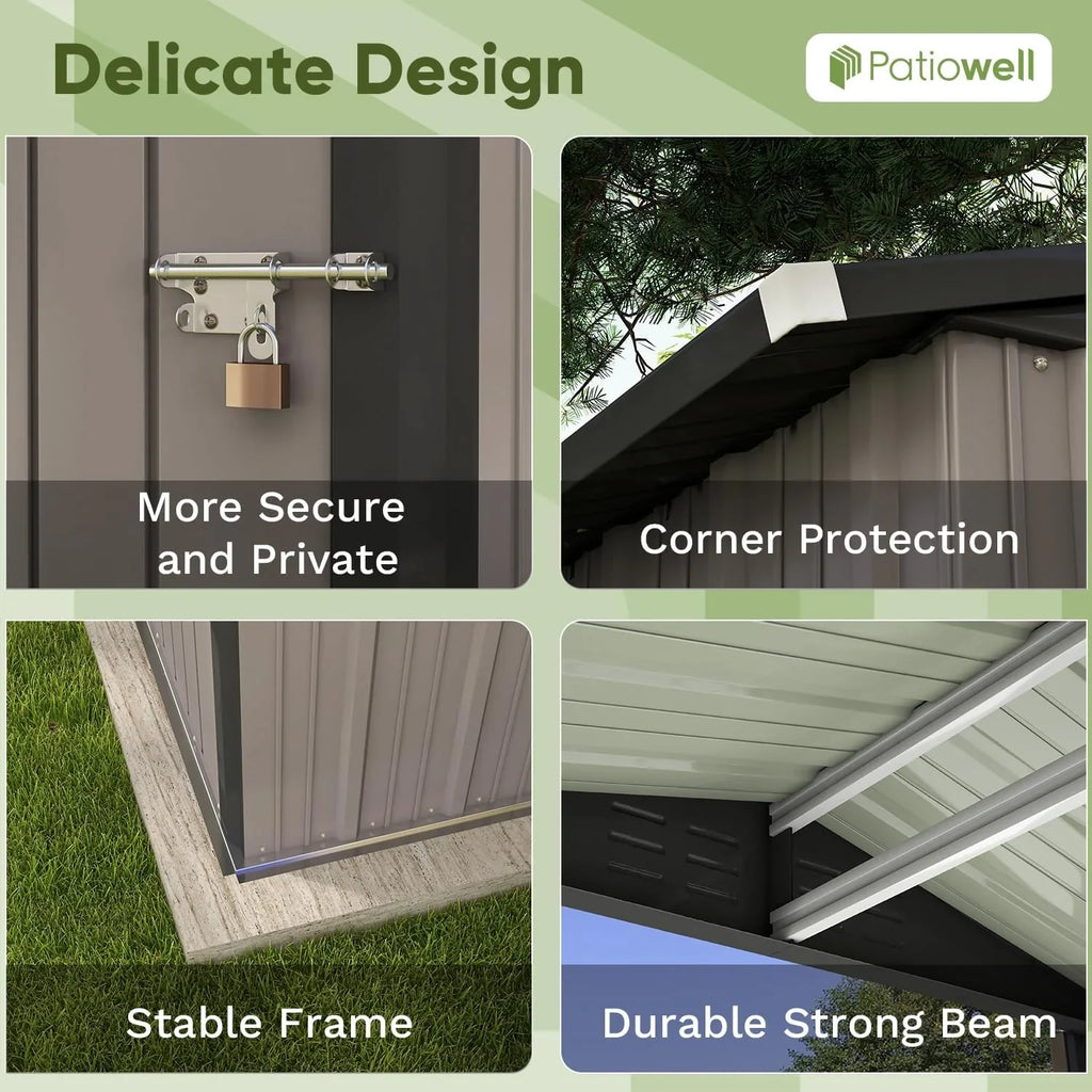 Patiowell Abri de rangement extérieur 5 x 3 pi, abri à outils avec toit en pente et porte verrouillable