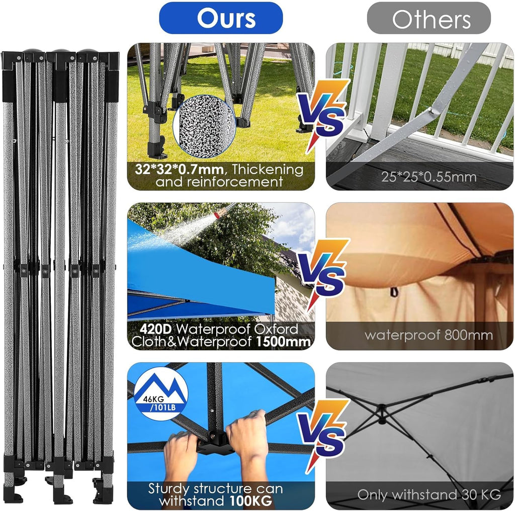 Tente pop-up robuste COBIZI 10x20 avec 6 parois latérales, facile à installer