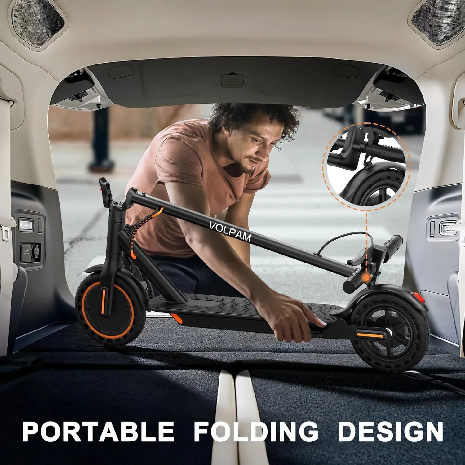 Trottinette électrique Volpam Moteur électrique puissant Pneus pleins Autonomie de 28/21/12 miles