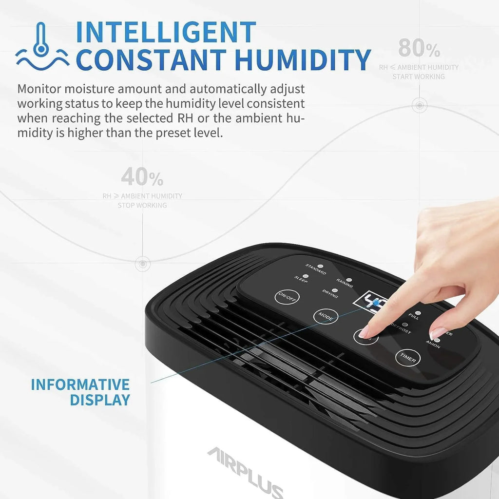 Déshumidificateur de sous-sol AIRPLUS de 1 500 pi², puissant déshumidificateur de 30 pintes