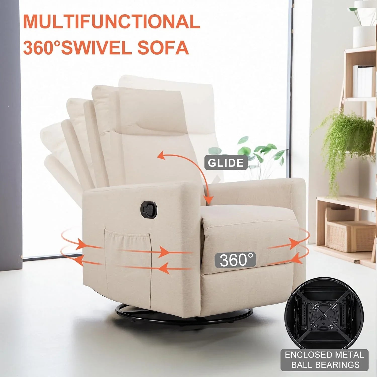 Fauteuil inclinable de massage pour adulte Sweetcrispy, siège de cinéma maison réglable avec support lombaire