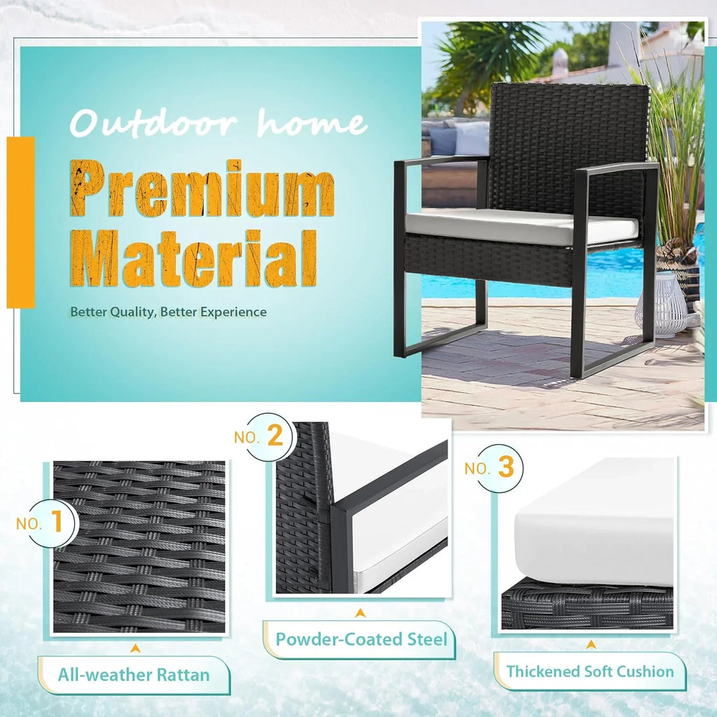 Ensemble de patio Flamaker 3 pièces Ensemble de meubles d'extérieur en osier