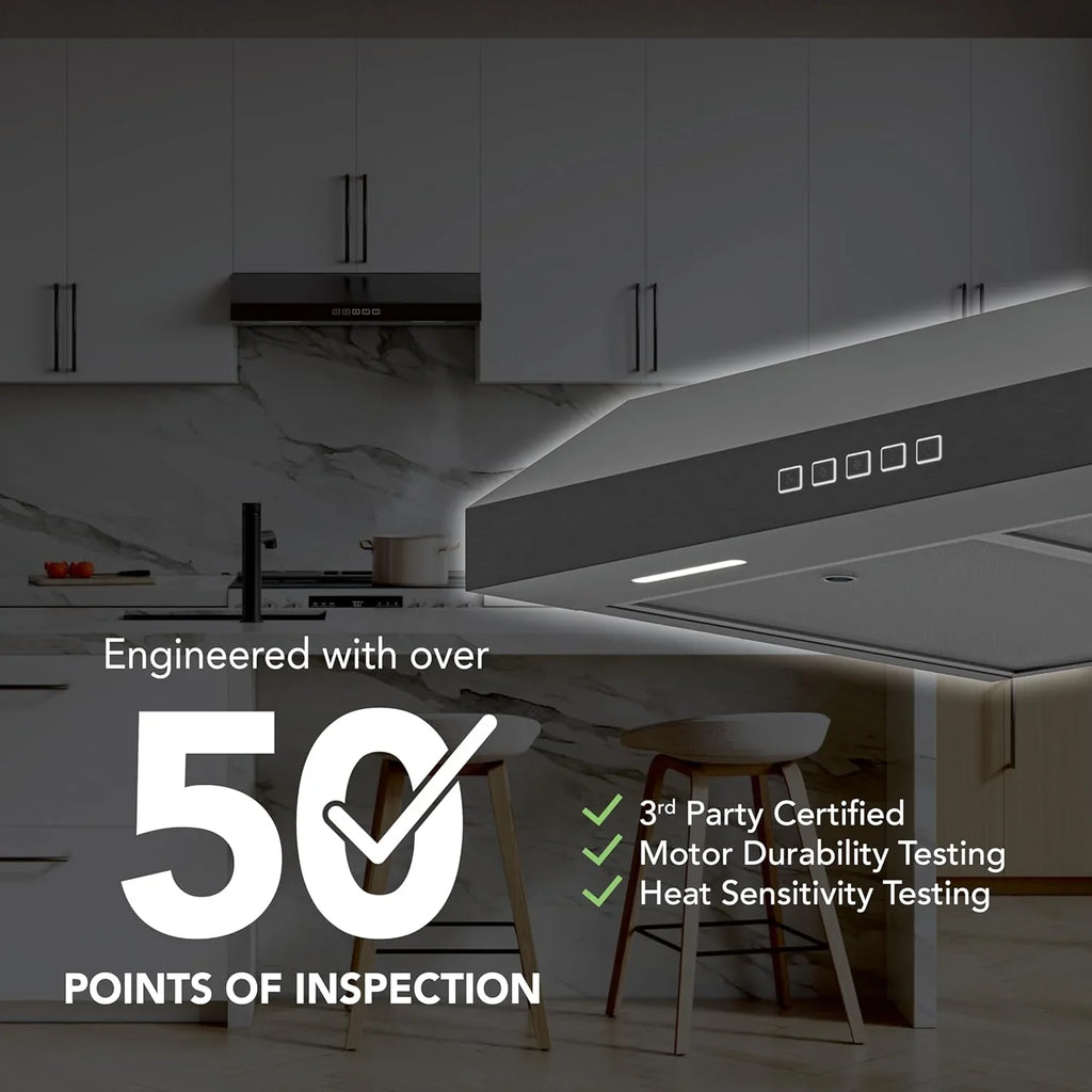 Hotte de cuisinière sous-armoire Broan-NuTone Glacier à trois vitesses avec éclairage DEL, conforme aux normes ADA