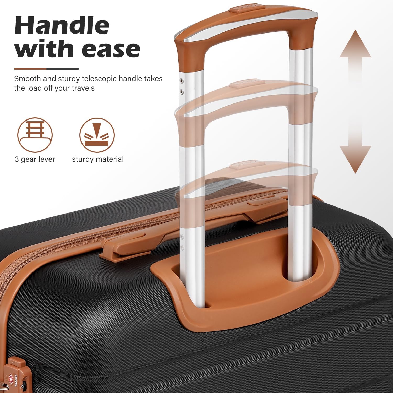 Ensemble de 3 valises Coolife, valises à roulettes rigides et légères avec serrure TSA