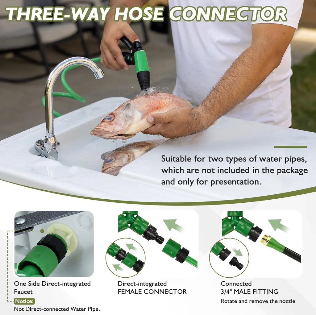 Station de nettoyage de poisson pliable, station d'évier de camping portable, station de nettoyage de filets de poisson d'extérieur