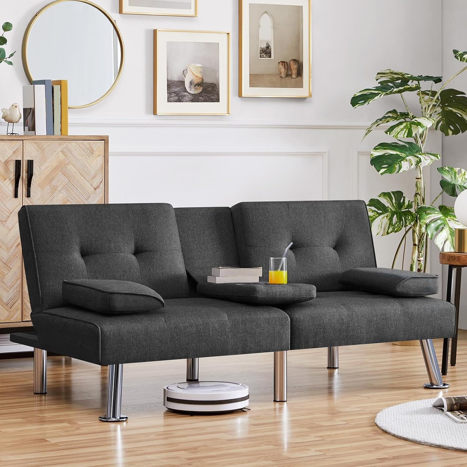 Canapé-lit convertible moderne en similicuir pour la maison, inclinable, double, pliable, pour invités