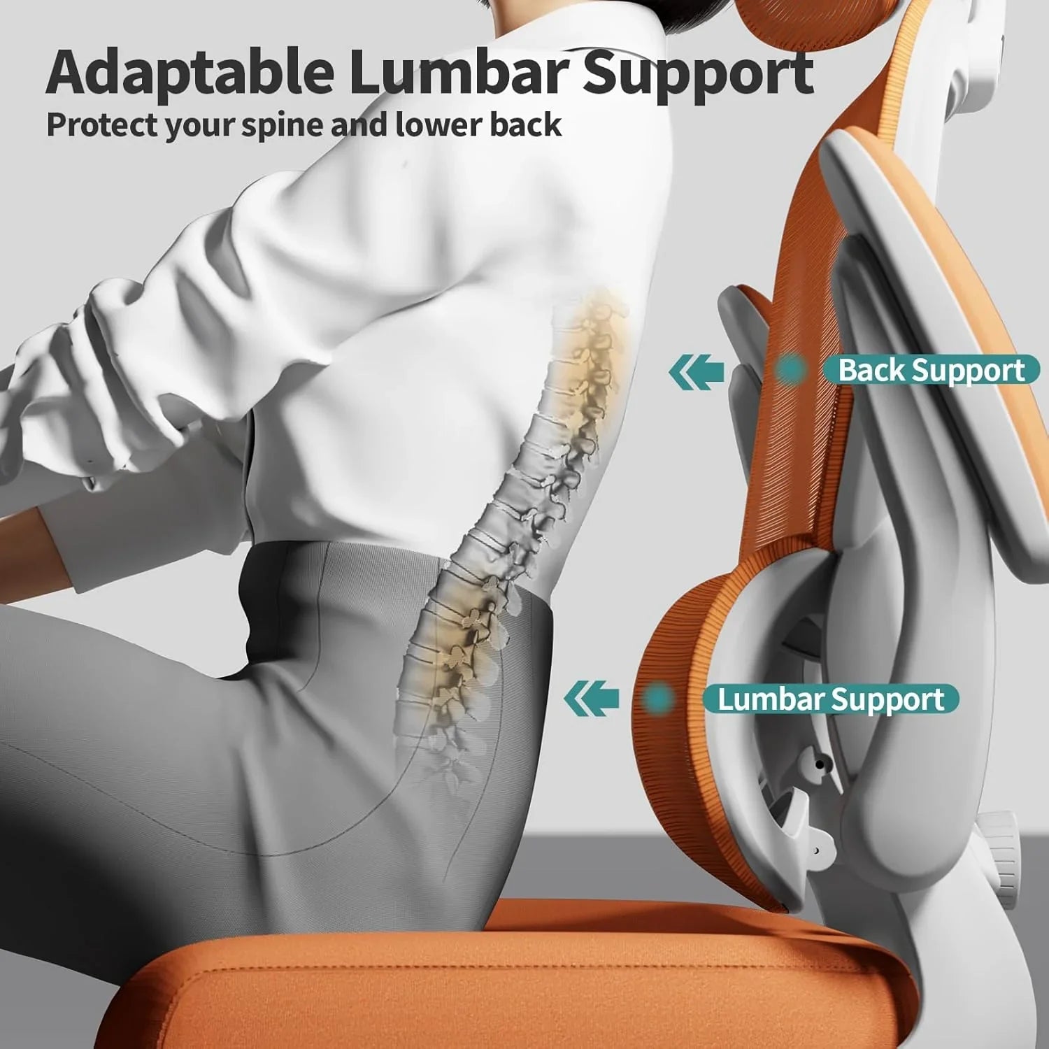 Chaise de bureau ergonomique TRALT, 150 kg, chaise de jeu à domicile avec roulettes