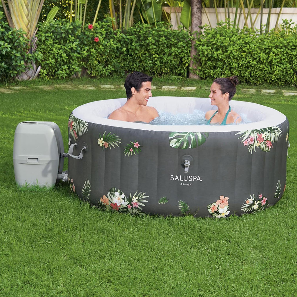 Spa gonflable rond SaluSpa Aruba AirJet, grand format, pour 2 à 3 personnes, portable, pour l'extérieur