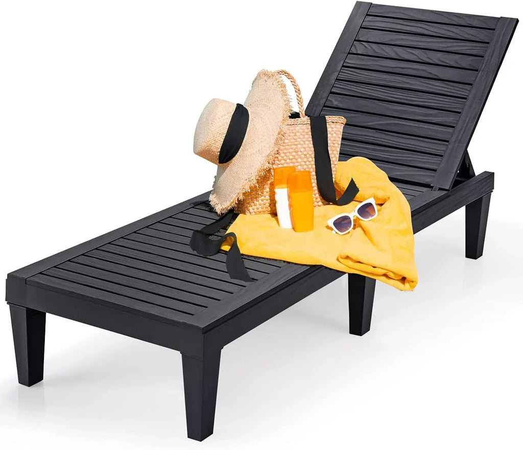 Chaise longue d'extérieur légère avec dossier réglable et 5 positions d'inclinaison