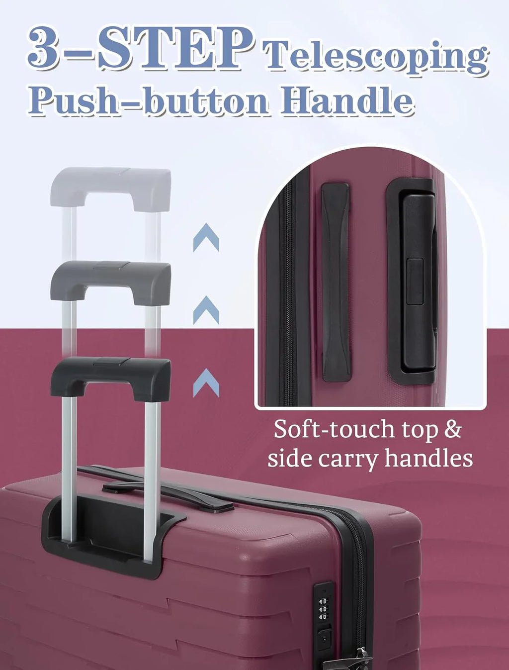 Ensemble de 5 bagages à roulettes, valise rigide en ABS avec roulettes pivotantes