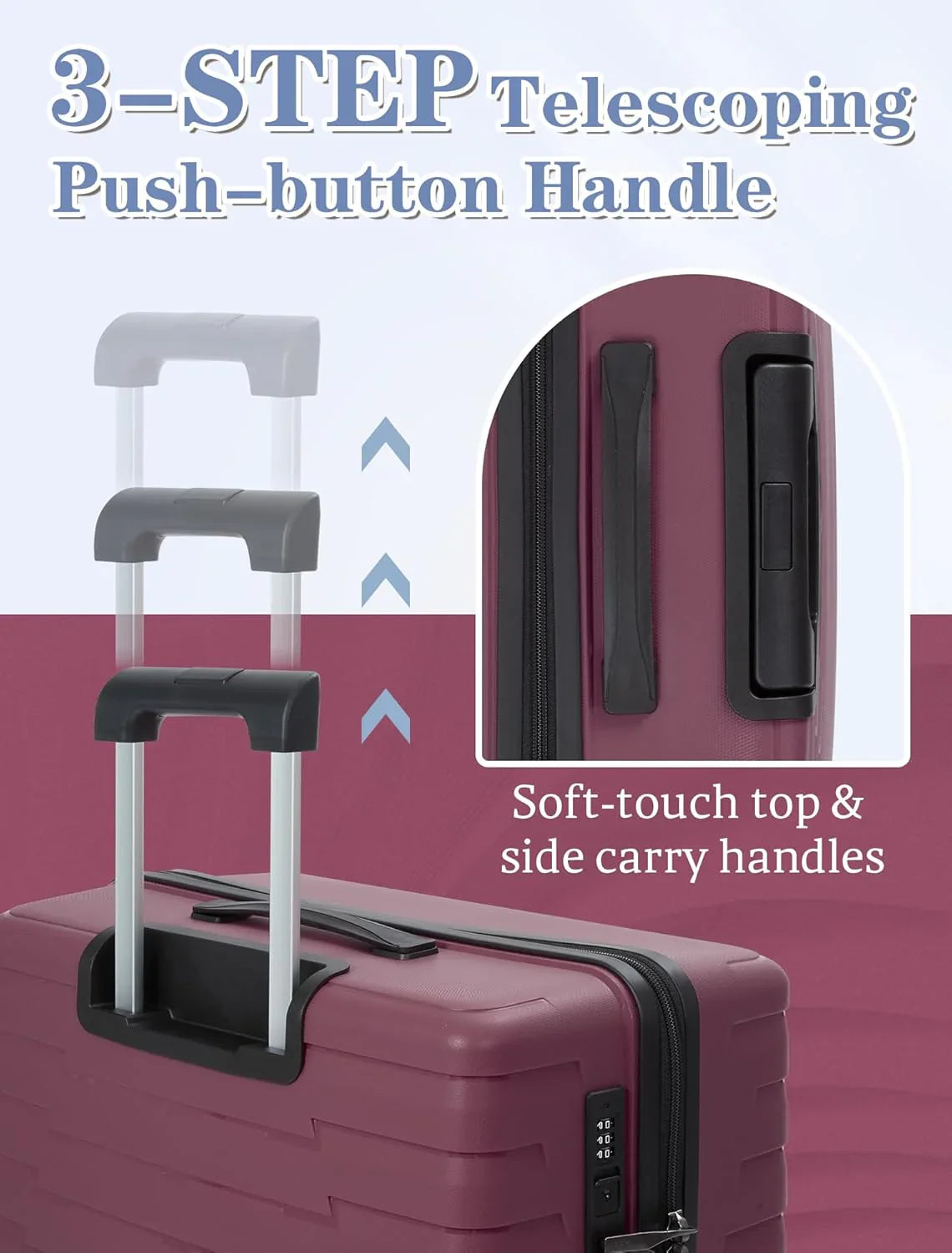 Ensemble de 5 bagages à roulettes, valise rigide en ABS avec roulettes pivotantes