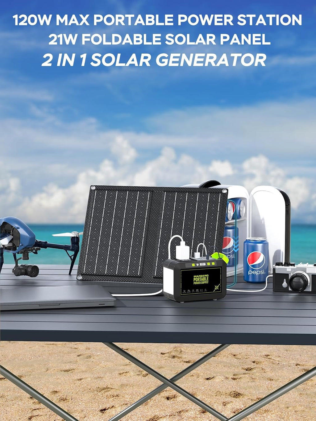 Centrale électrique portable 88 Wh, générateur solaire au lithium pour camping, charge rapide avec prise secteur, batterie externe de 120 W de pointe