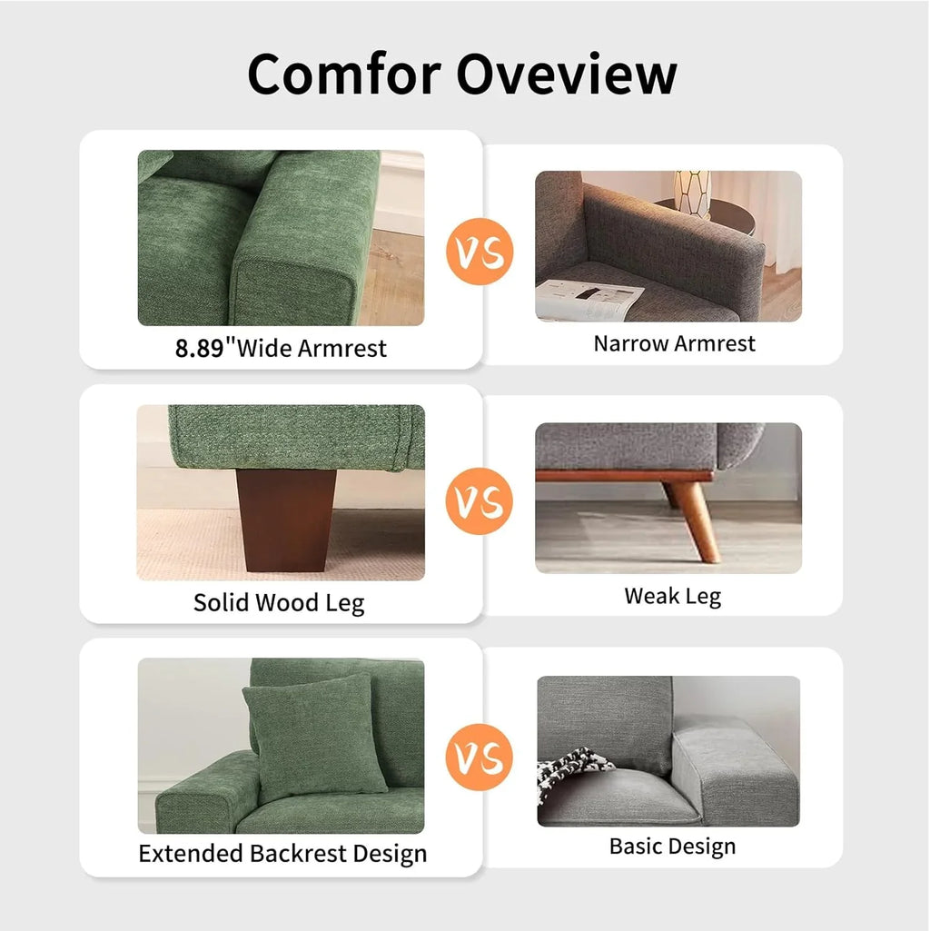 Canapé double de salon DOPEDIO, fauteuil en chenille, amovible, structure en bois massif