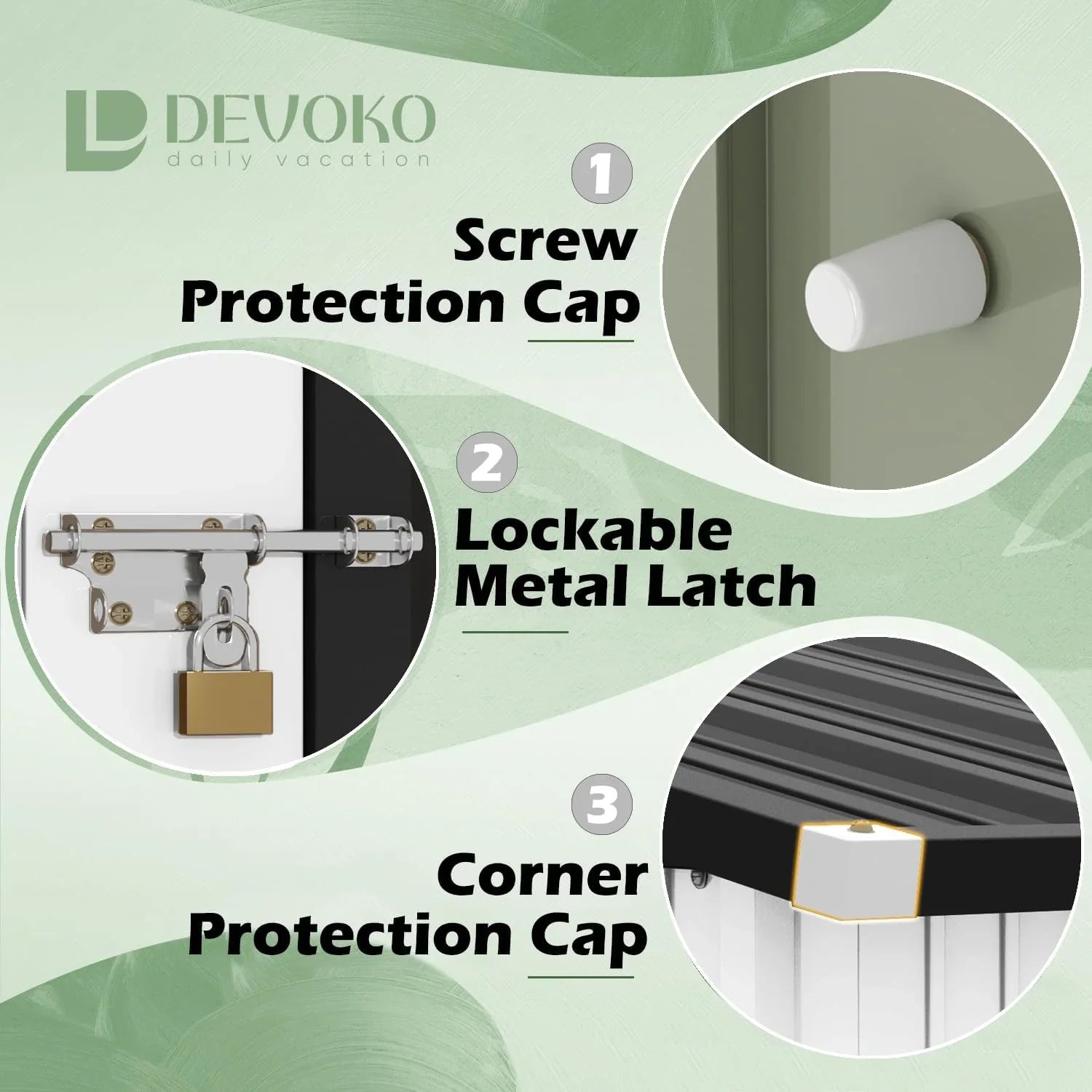 Abri de jardin extérieur Devoko 5 x 3 pi verrouillable en métal