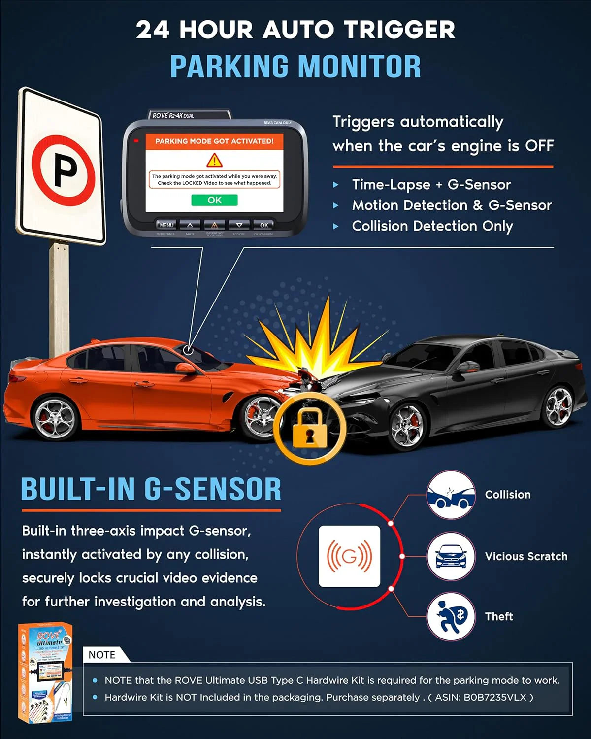 Enregistreur de conduite, double caméra d'instruments avant et arrière, capteur Starvis 2, carte 128 Go gratuite