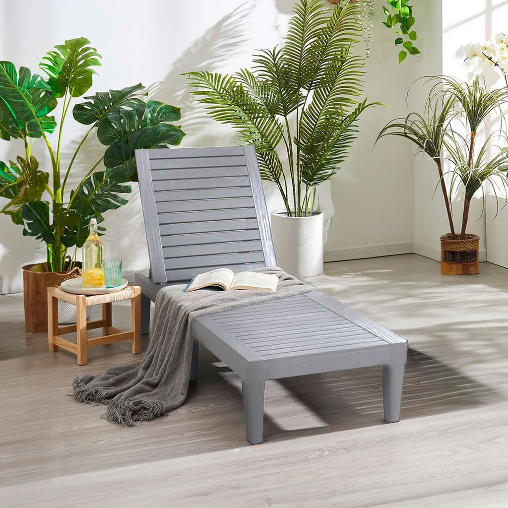 Chaises de patio - Ensemble de 2 chaises longues noires pour l'extérieur, chaise longue de jardin légère