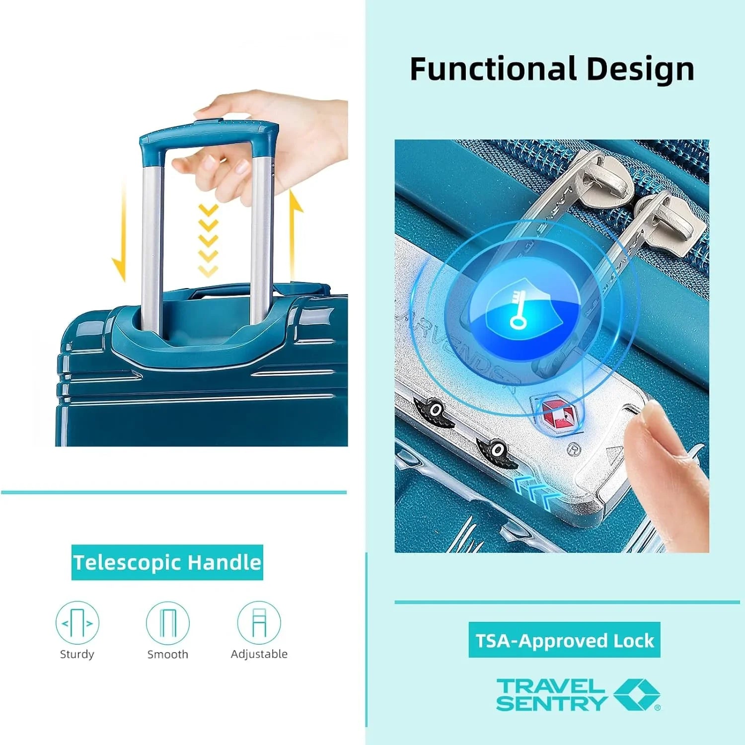 Ensemble de bagages 6 pièces, ensemble de valises rigides extensibles avec roulettes pivotantes, ensemble de bagages à roulettes légers