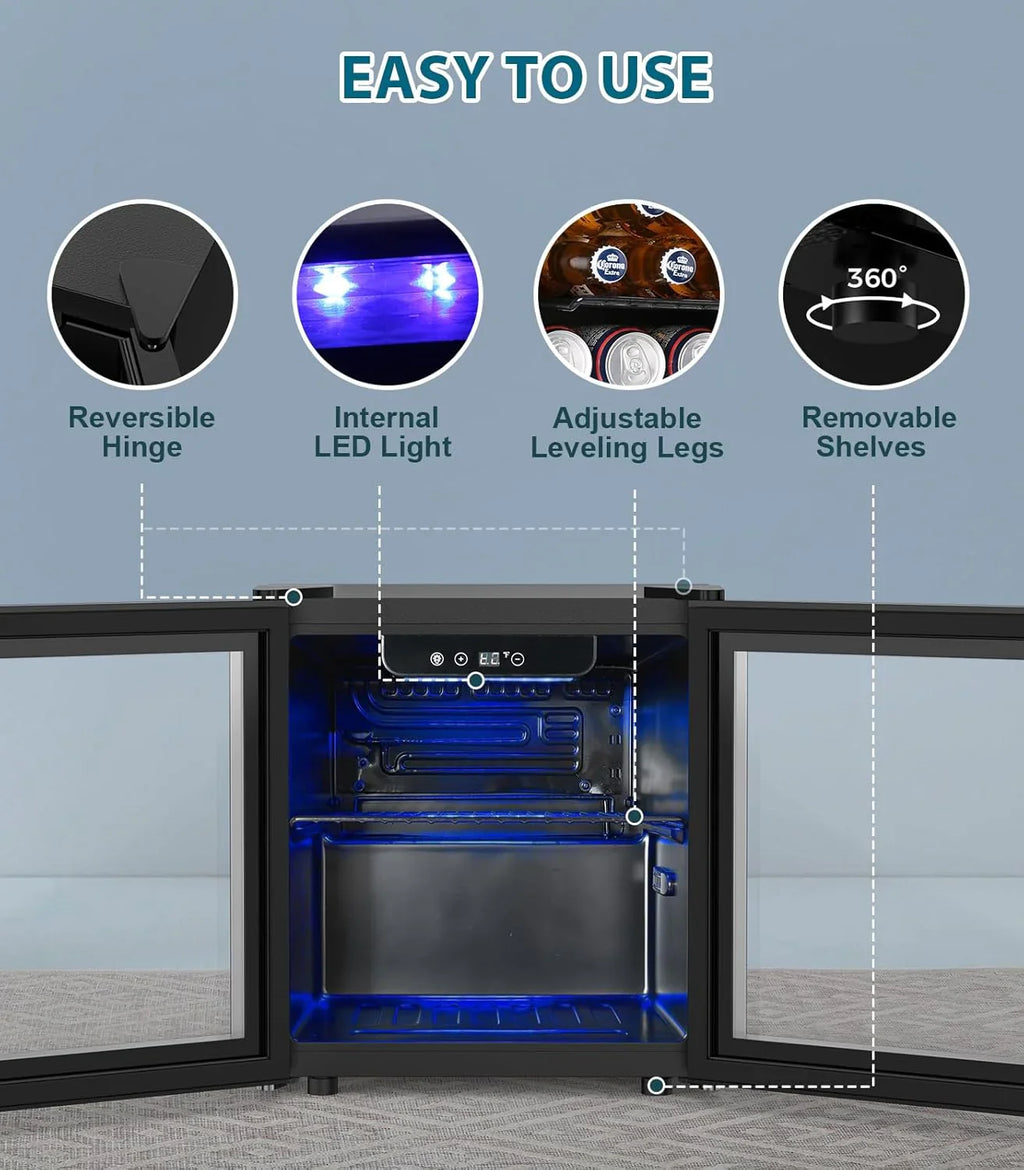 Mini-réfrigérateur 130 canettes, 3,2 pi³, pour boissons, sodas, vin, bière, température réglable pour le bureau et la maison.