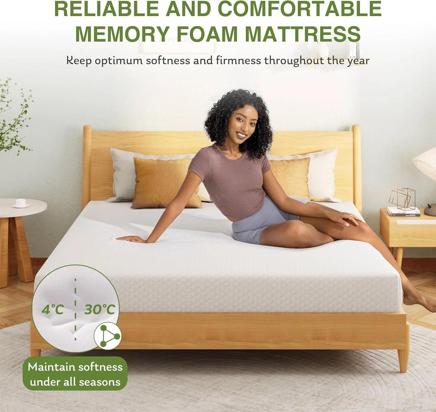 Matelas double de 8 pouces avec mousse à mémoire de forme pour un soutien moyennement ferme