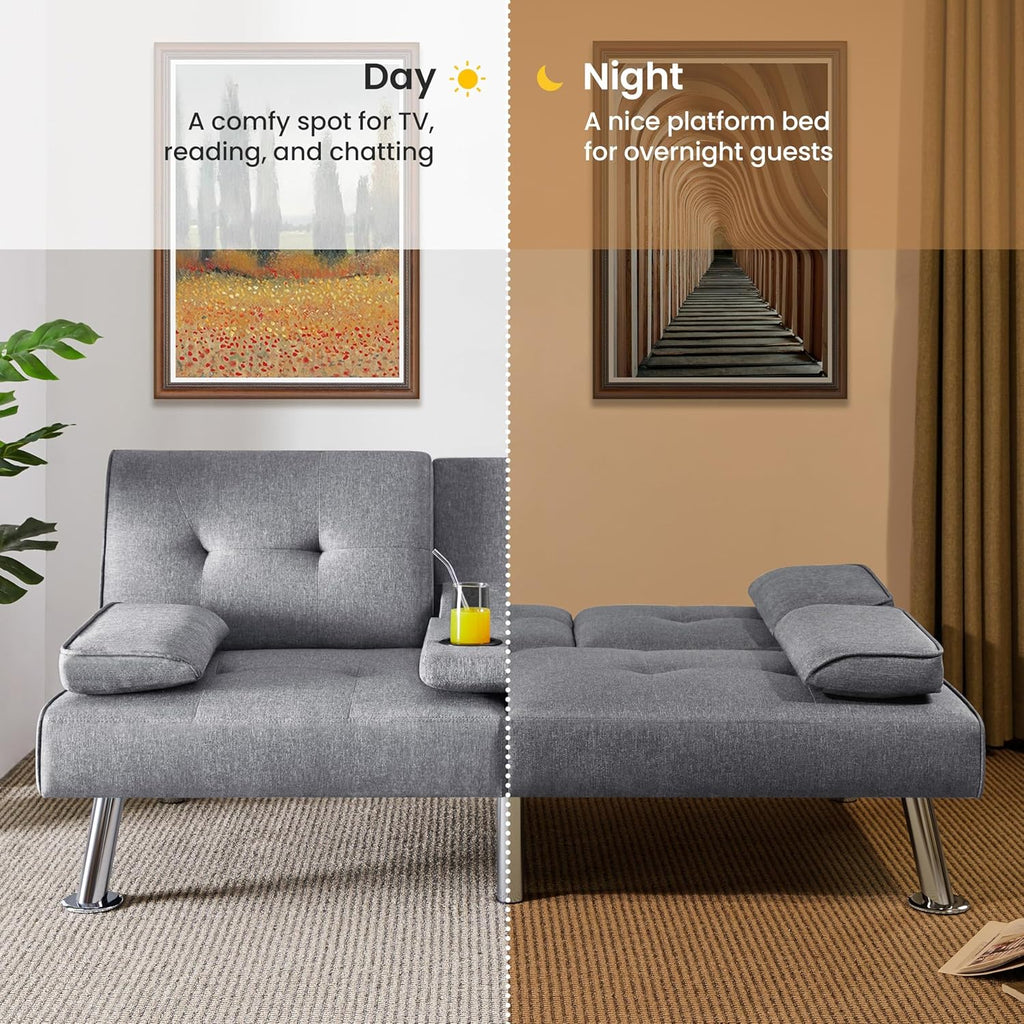 Canapé-lit convertible moderne en similicuir pour la maison, inclinable, double, pliable, pour invités