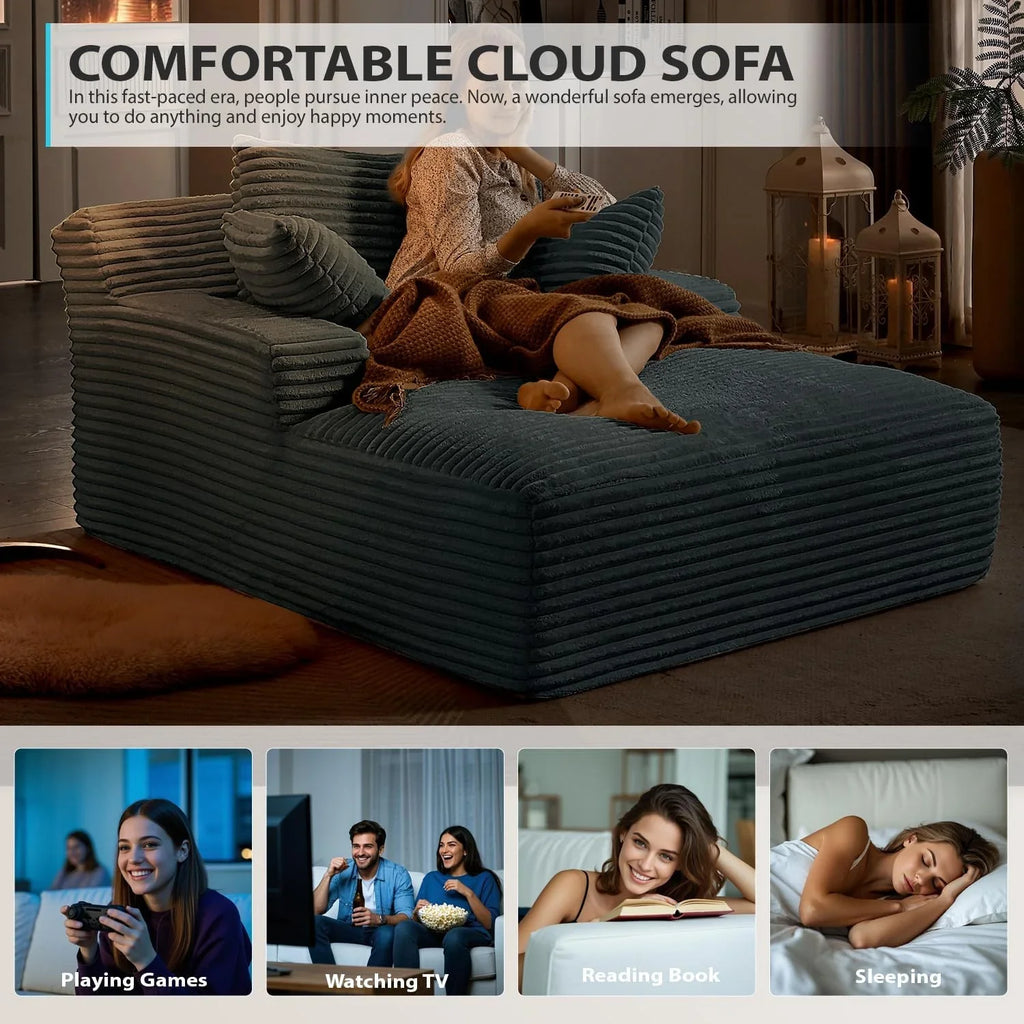 Fauteuil inclinable d'intérieur de 50 pouces, canapé-lit surdimensionné en velours côtelé, fauteuil de lecture à couchage profond, canapé nuage, canapé de salon