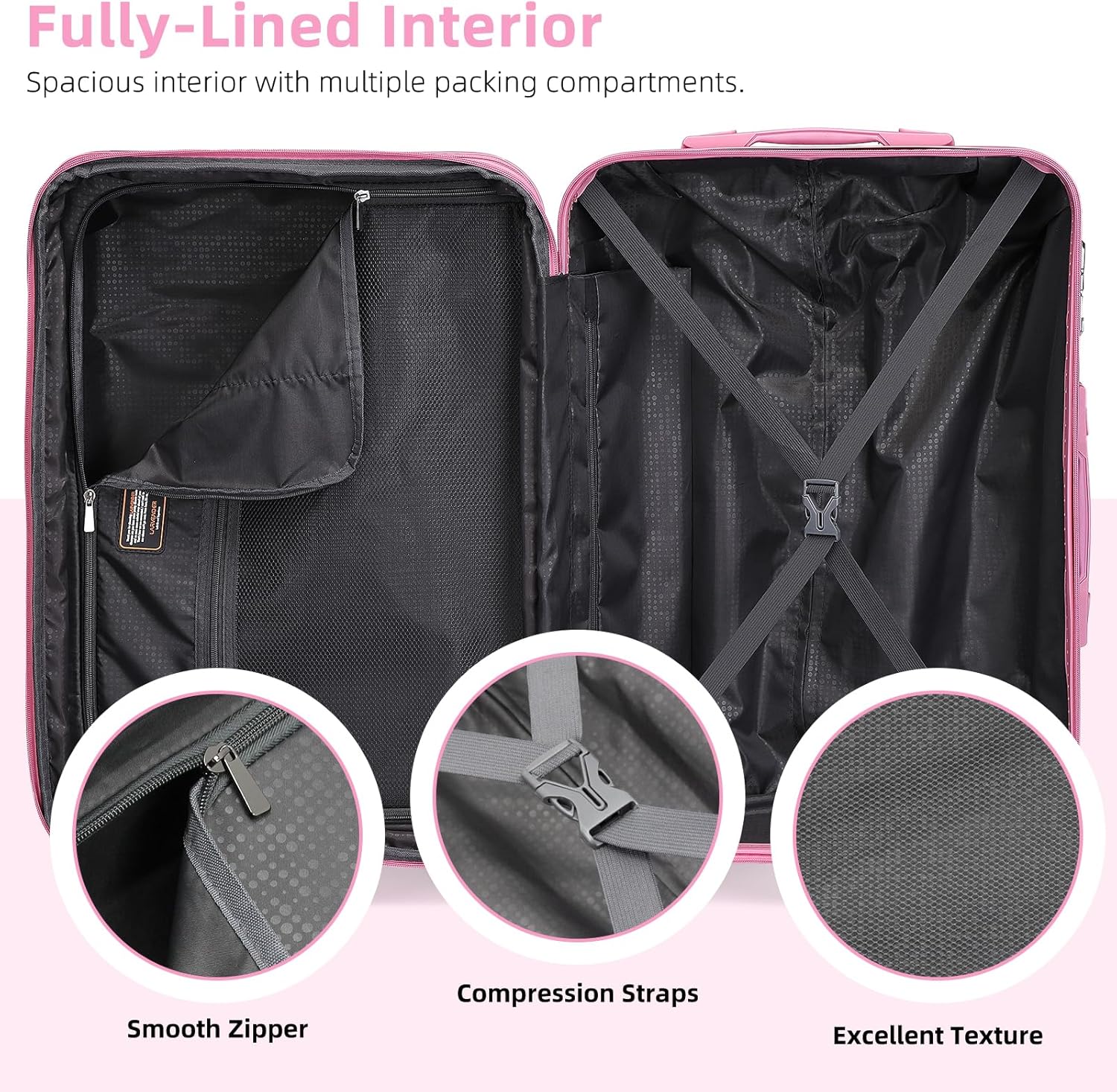 Ensemble de bagages 6 pièces, ensemble de valises rigides extensibles avec roulettes pivotantes, ensemble de bagages à roulettes légers