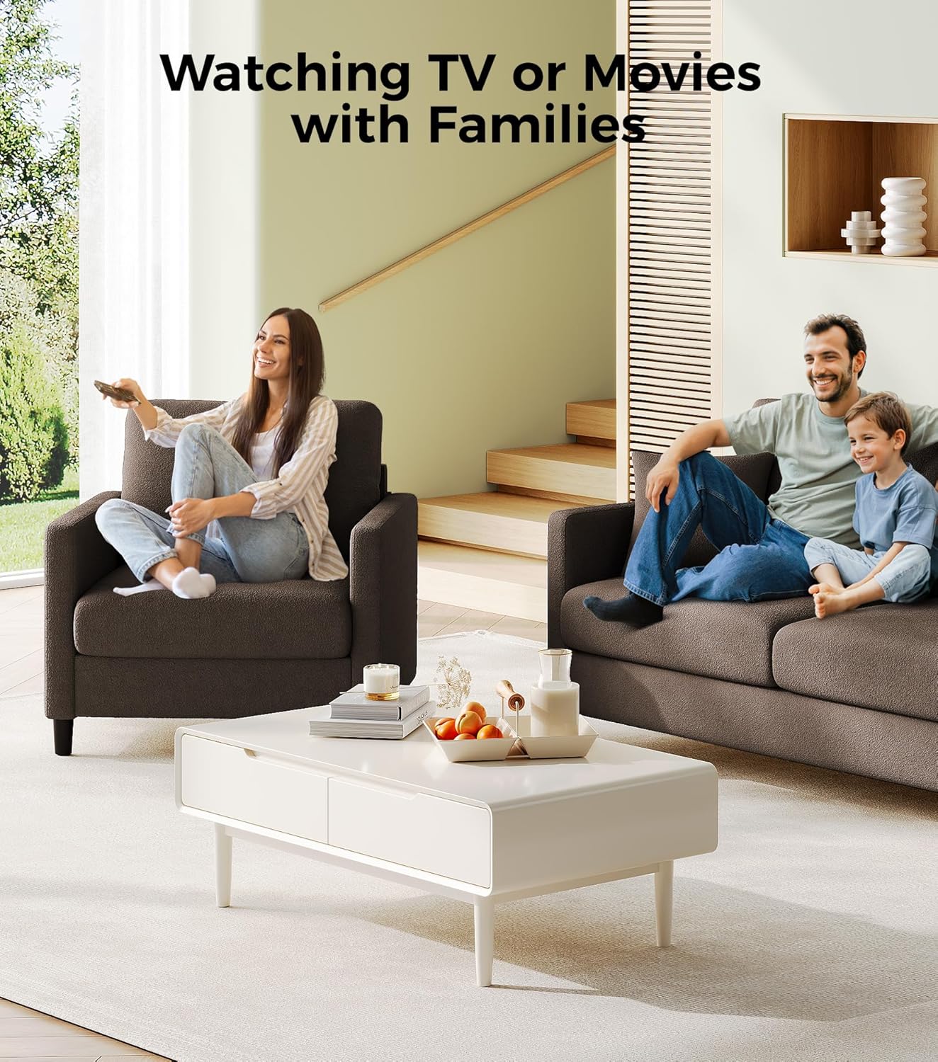 Causeuse de 51 pouces, causeuse confortable en velours côtelé