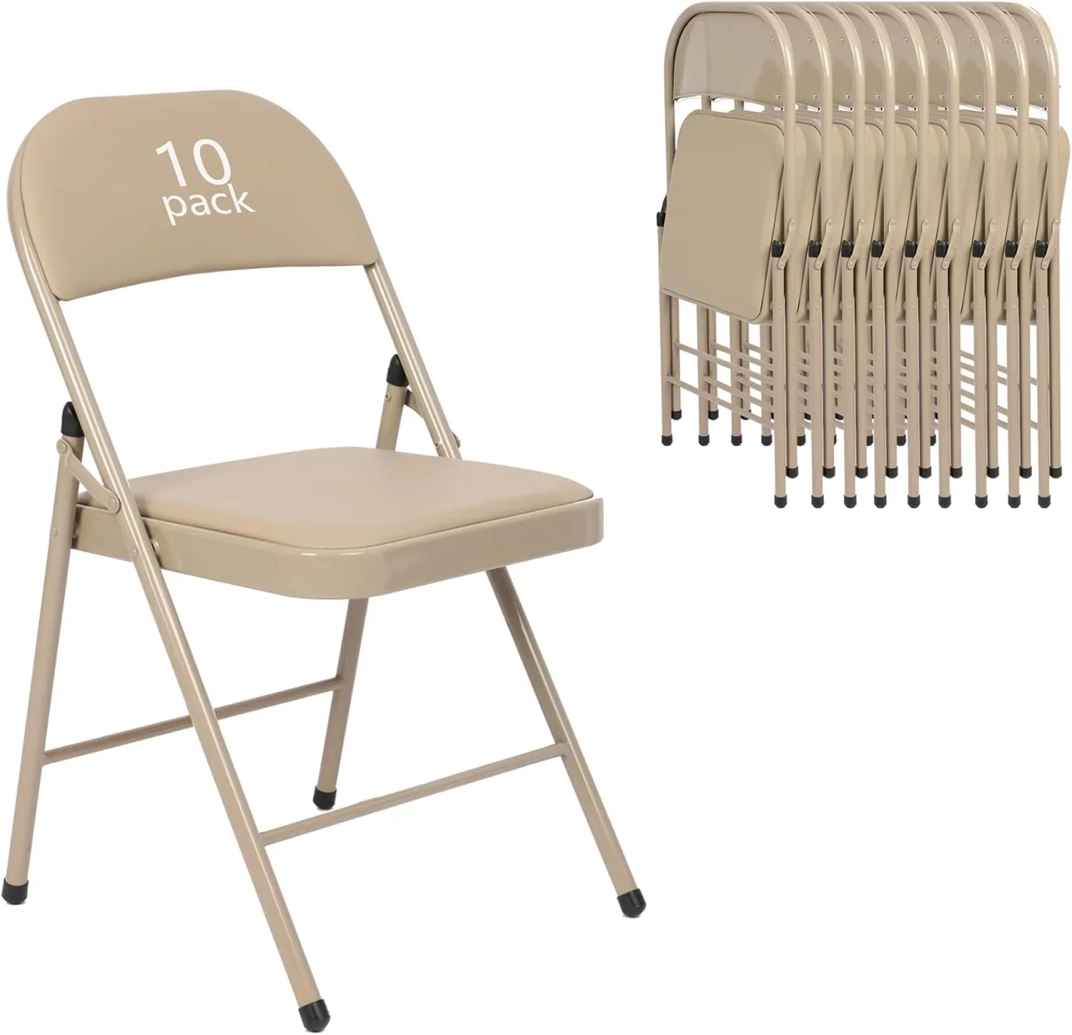 Lot de 6 chaises pliantes noires avec chaises en cuir pour événements intérieurs et extérieurs, chaises rembourrées pour bureau, mariage, fête