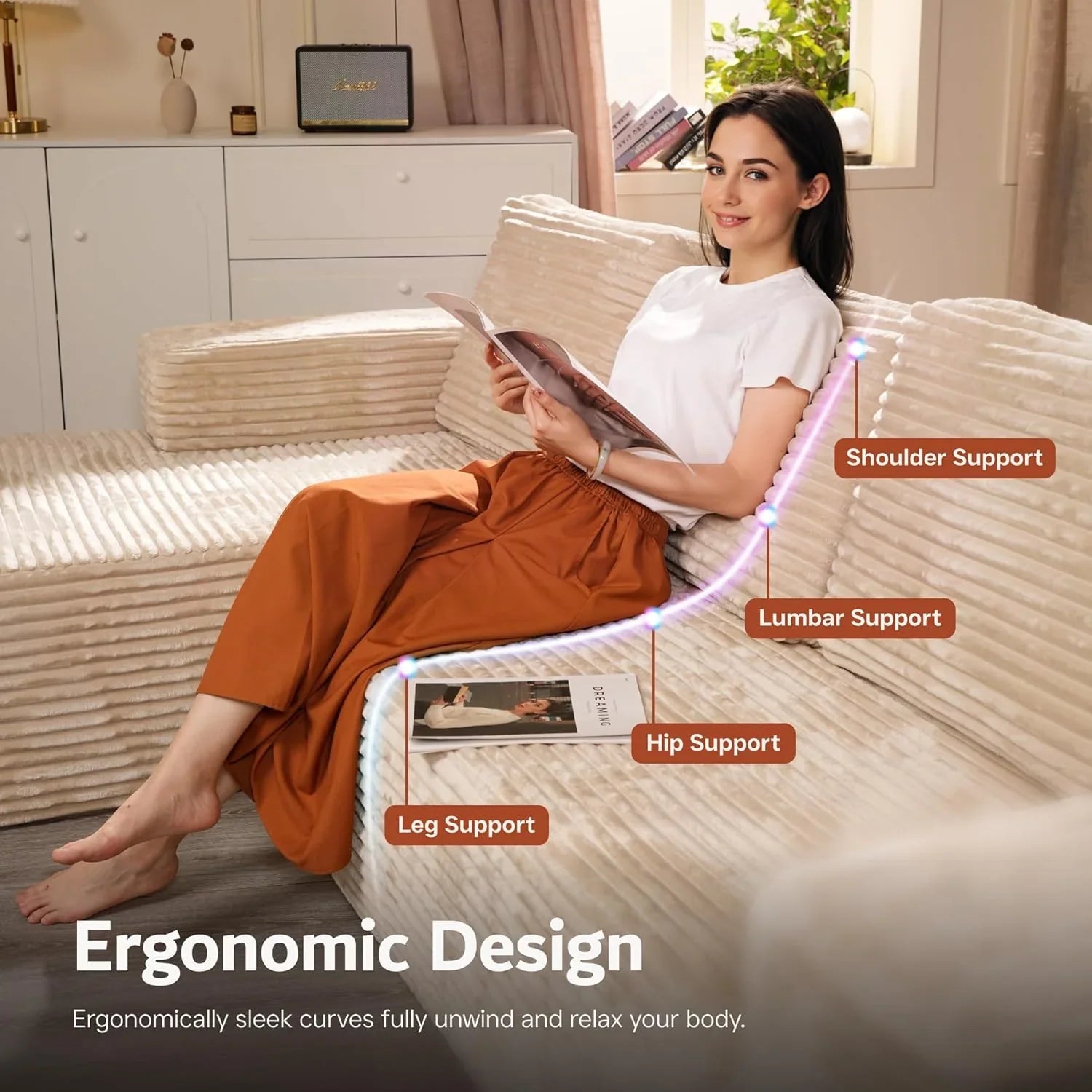 Canapé Ovios 104" Cloud Section Fauteuil en L, canapé modulaire moderne