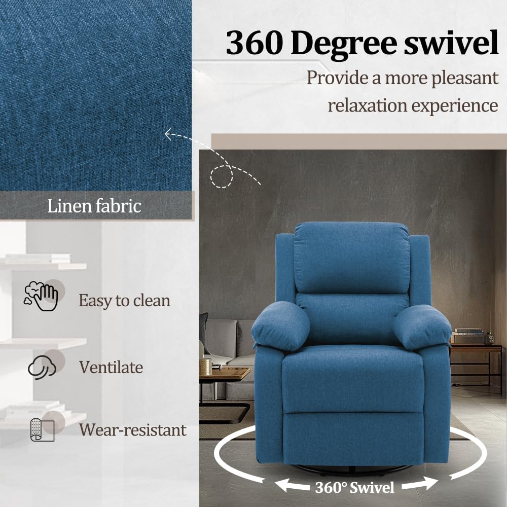 Fauteuil à bascule inclinable pivotant à 360 degrés en tissu coulissant