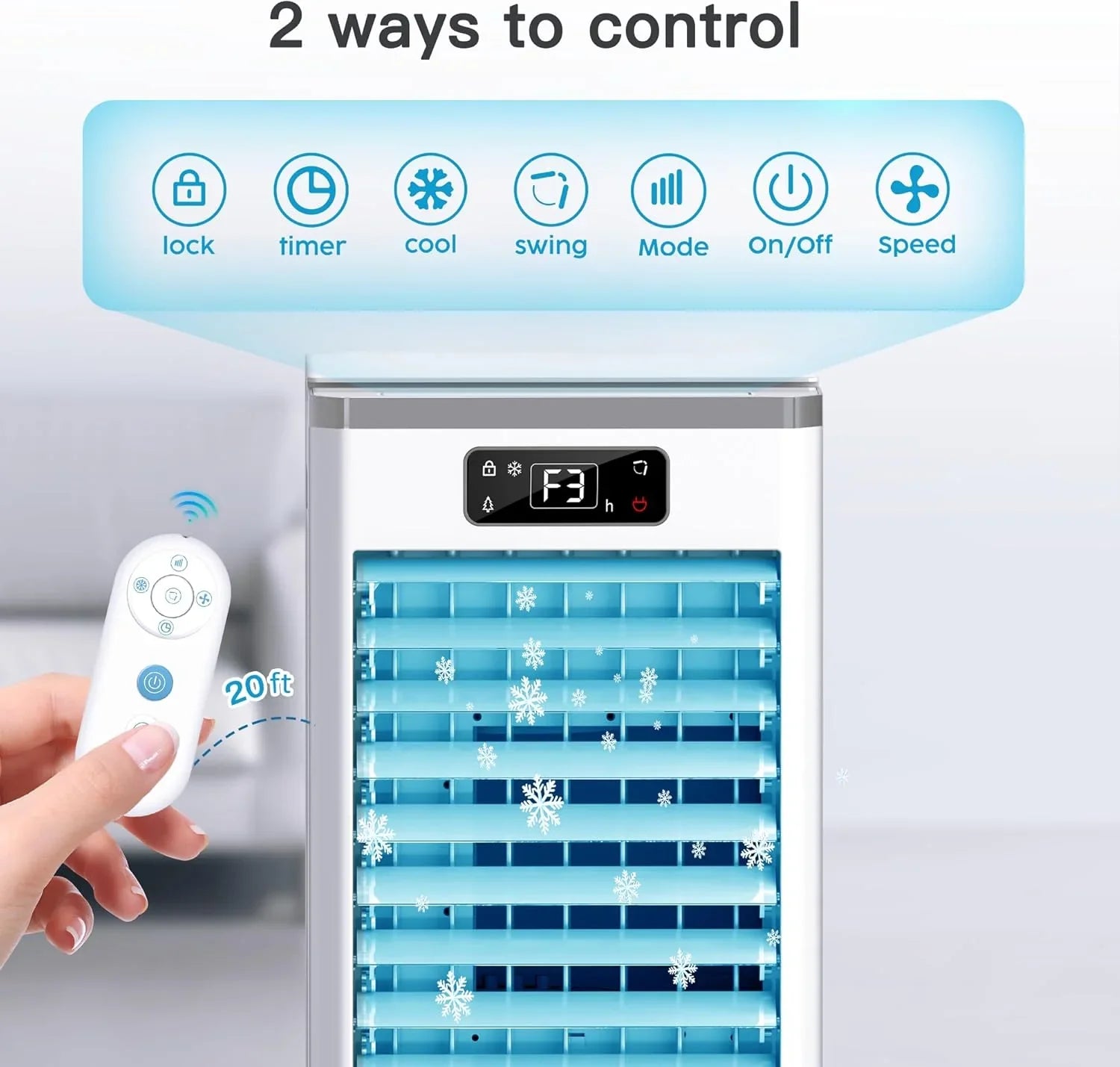 Climatiseur portatif sans fenêtre, refroidisseur d'air par évaporation, minuterie d'arrêt automatique intelligente de 12 heures