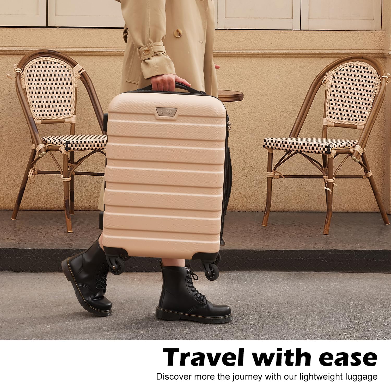 Ensemble de 3 valises rigides à roulettes légères avec serrure TSA