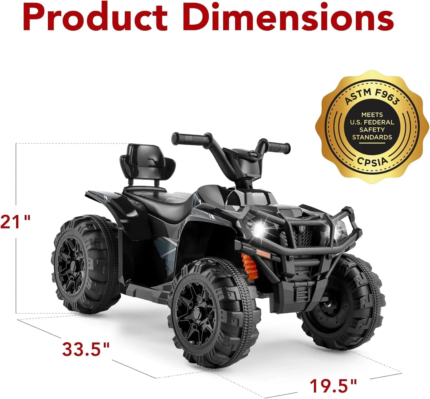 Véhicule tout-terrain électrique 12 V pour enfants, quad à 4 roues avec audio Bluetooth, vitesse maximale de 2,4 mph, pneus à crampons, phares à LED et radio.