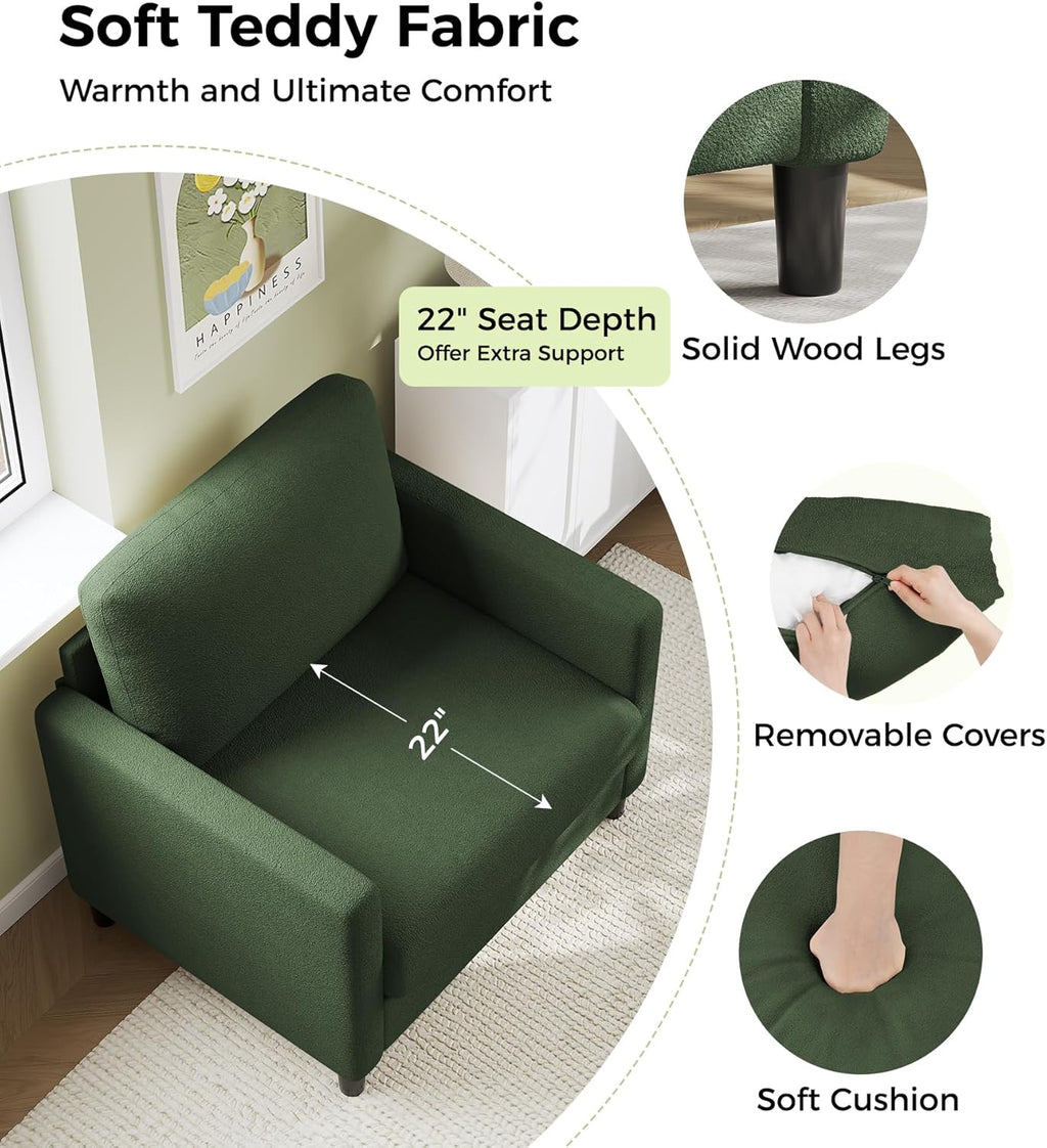 Causeuse de 51 pouces, causeuse confortable en velours côtelé