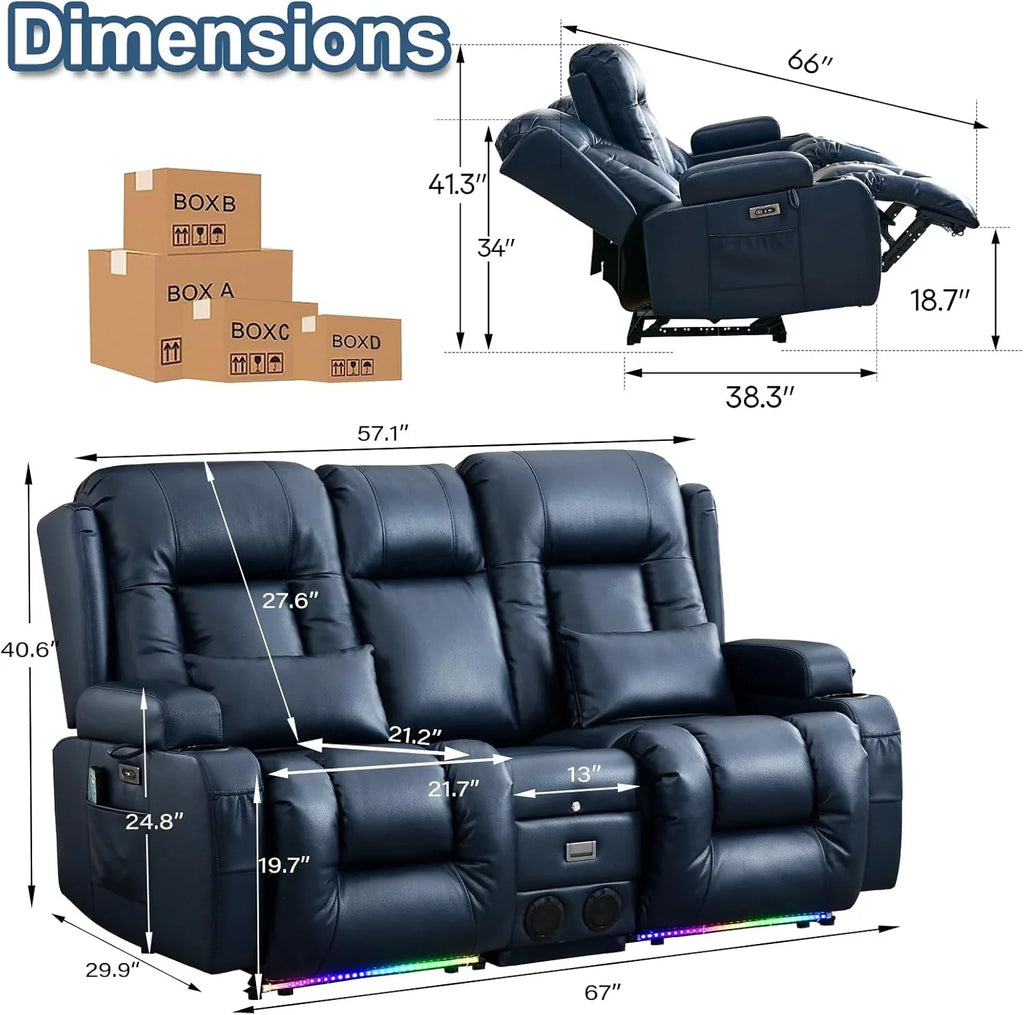 Canapé inclinable électrique TUNYI avec fonctions massage et chauffage, siège home cinéma avec console, canapé inclinable électrique pour camping-car