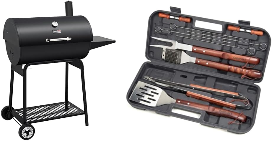 Barbecue au charbon Royal Gourmet CC1830 de 30 pouces avec table d'appoint, barbecue d'extérieur