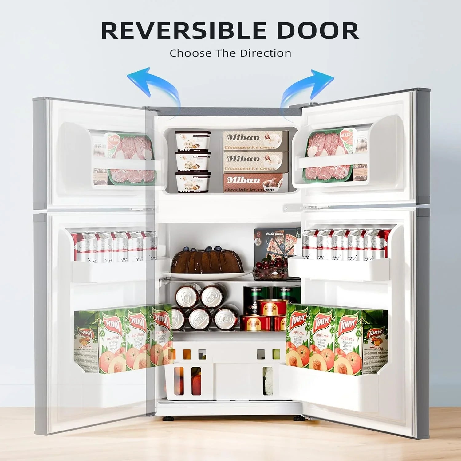 Mini-réfrigérateur NJStar de 3,2 pieds cubes avec congélateur, mini-réfrigérateur à double porte, réfrigérateur compact