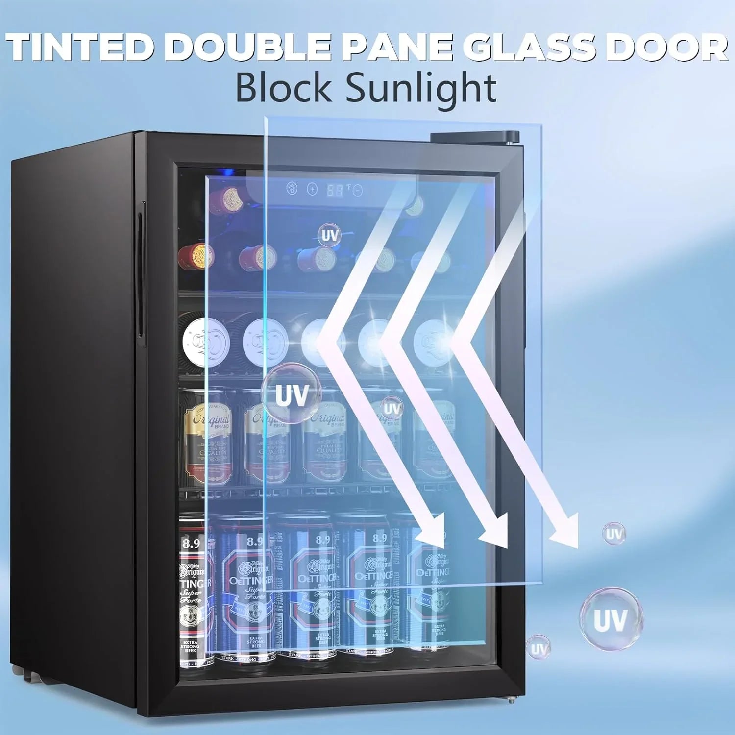 Mini-réfrigérateur 130 canettes, 3,2 pi³, pour boissons, sodas, vin, bière, température réglable pour le bureau et la maison.