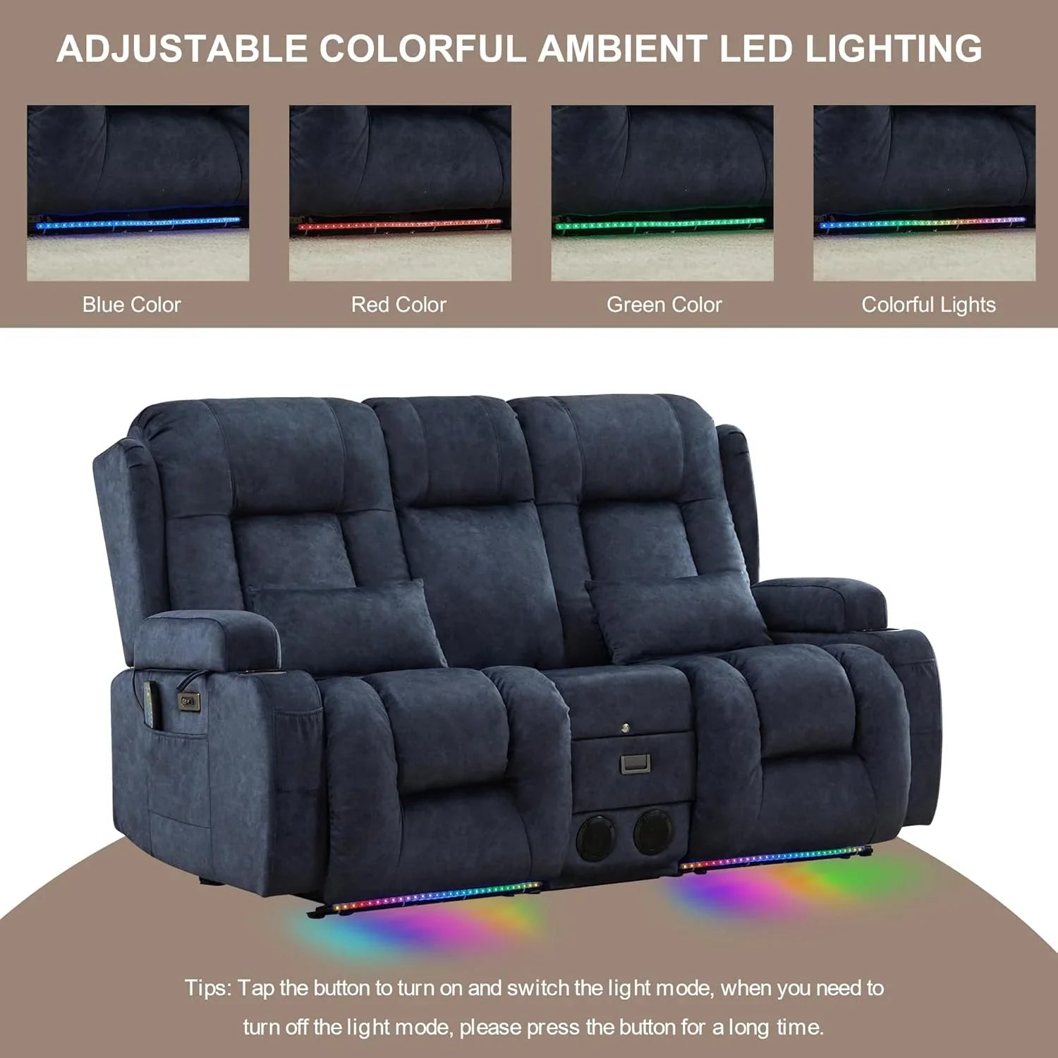 Canapé inclinable électrique TUNYI avec fonctions massage et chauffage, siège home cinéma avec console, canapé inclinable électrique pour camping-car