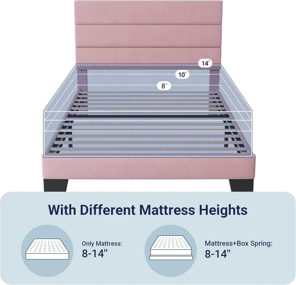 Cadre de lit plateforme Allewie King size avec tête de lit et planches rembourrées en velours
