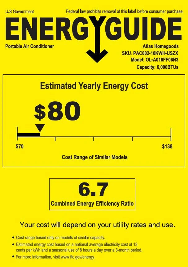 Climatiseur portatif EUHOMY 8 000 BTU, 4 en 1, couvre jusqu'à 350 pi², 4 modes, silencieux, avec télécommande, refroidissement, ventilateur, déshumidificateur