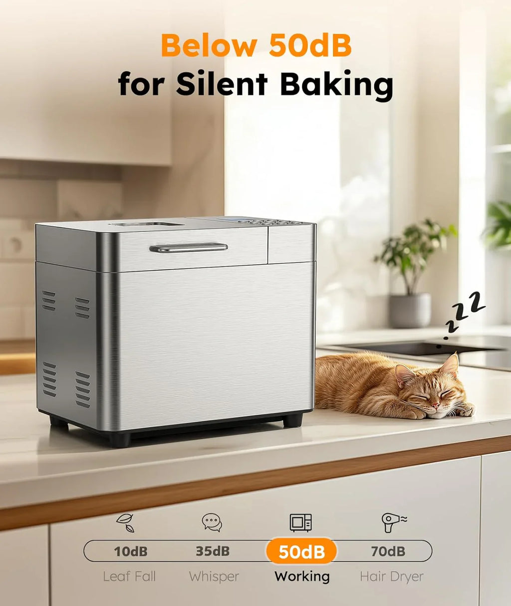 Machine à pain automatique 17 en 1 OSIPOTO en acier inoxydable (2 lb)