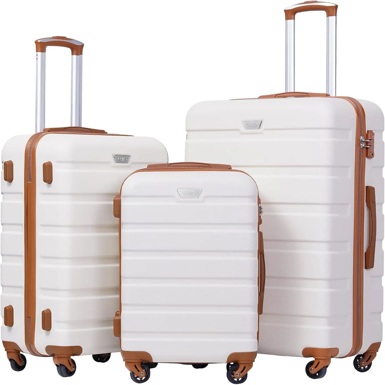Ensemble de 3 valises Coolife, valises à roulettes rigides et légères avec serrure TSA