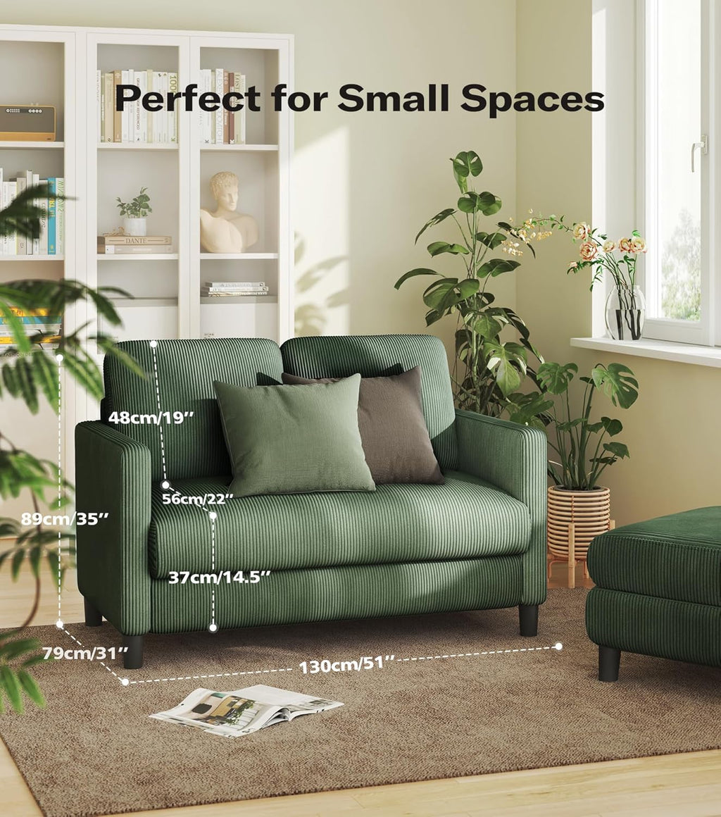 Causeuse de 51 pouces, causeuse confortable en velours côtelé